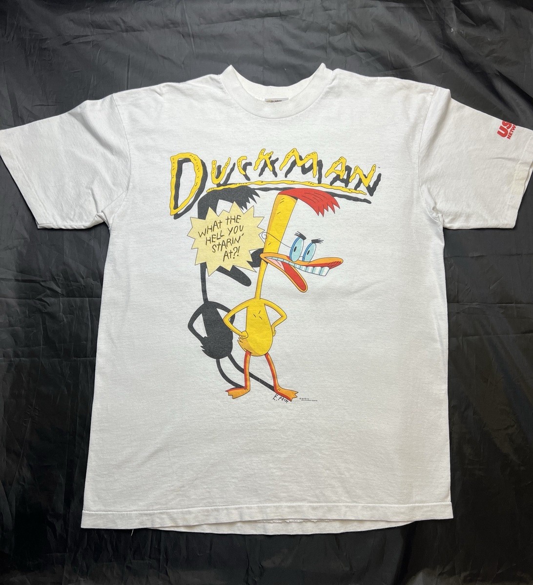 90s/Stanley DeSantis T-shirt USA製 XL Vintage Stanley Desantis Duckman X-Large Shirt 90s Distressed Peck