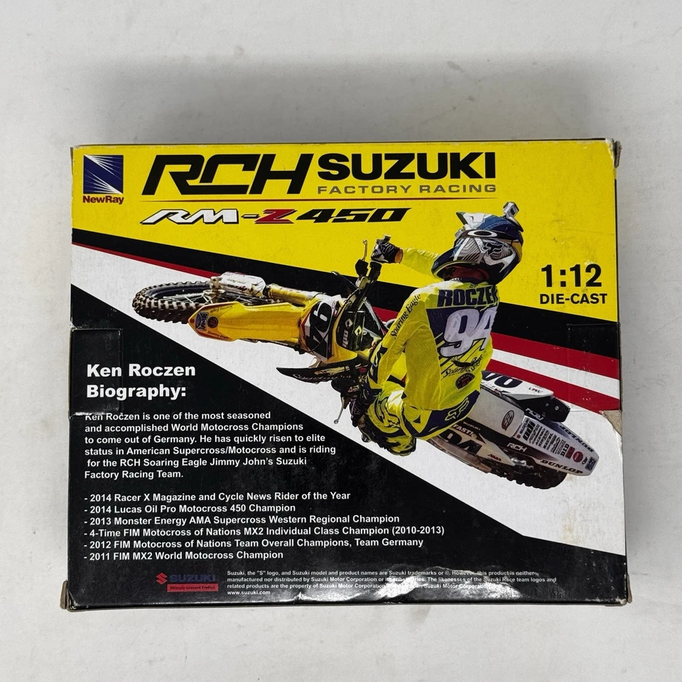 New Ray 1:12 Motorcycle Toy RCH Suzuki Soaring Eagle Ken Roczen #94 Motocross - Image 2 of 4