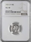 1921-D 10C MERCURY SILVER DIME DENVER MINT   NGC VG10  #8405234-049
