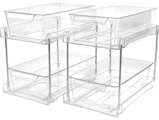 2Pack 2-Tier Bathroom Storage Organizer Clear Under Sink Organizers Kitchen