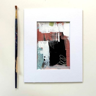 Original Abstract acrylic Painting 8 x 10 matted Contemporary wall decor OOAK