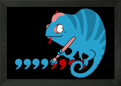 Comma Chameleon Framed Wall Art Poster Canvas Print Picture