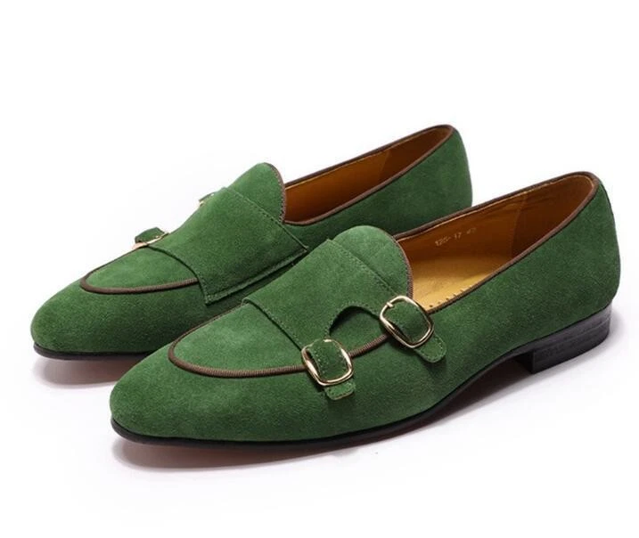 Moda Para hombres Británica Puntera Redonda Hebilla Correa Sin Cordones Mocasines Informales Gamuza Zapatos_ Foto 2 de 4