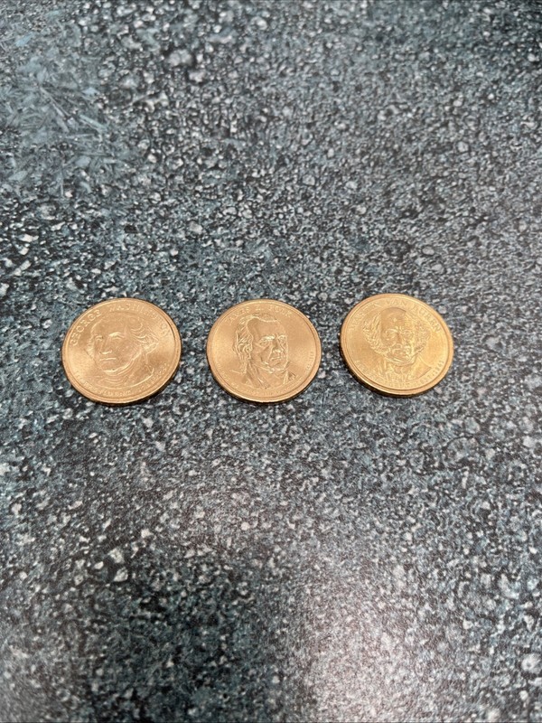3 Presidents $1 Dollar Gold Tone Coins