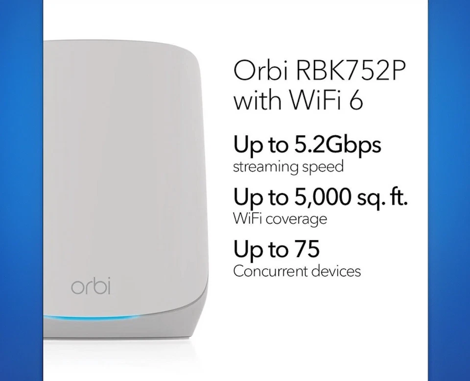 NETGEAR - Orbi 750 Series AX5200 Tri-Band Mesh Wi-Fi 6 System (2-pack) - White - Image 2 of 4