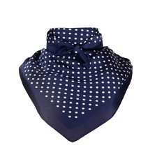 27.5 Inches Satin Head Scarf -Hair Scarf Silk Head Scarf Polka Point-navy Blue