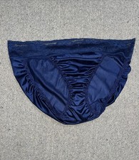 Vintage Encounters Nylon Blue Silky Lace Top Bikini Sissy Hiphuggers Panties