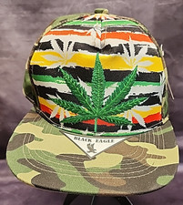 Black Eagle AceCap Marijuana Cannabis Weed Pot Leaf Adjustable Snapback Flat Hat