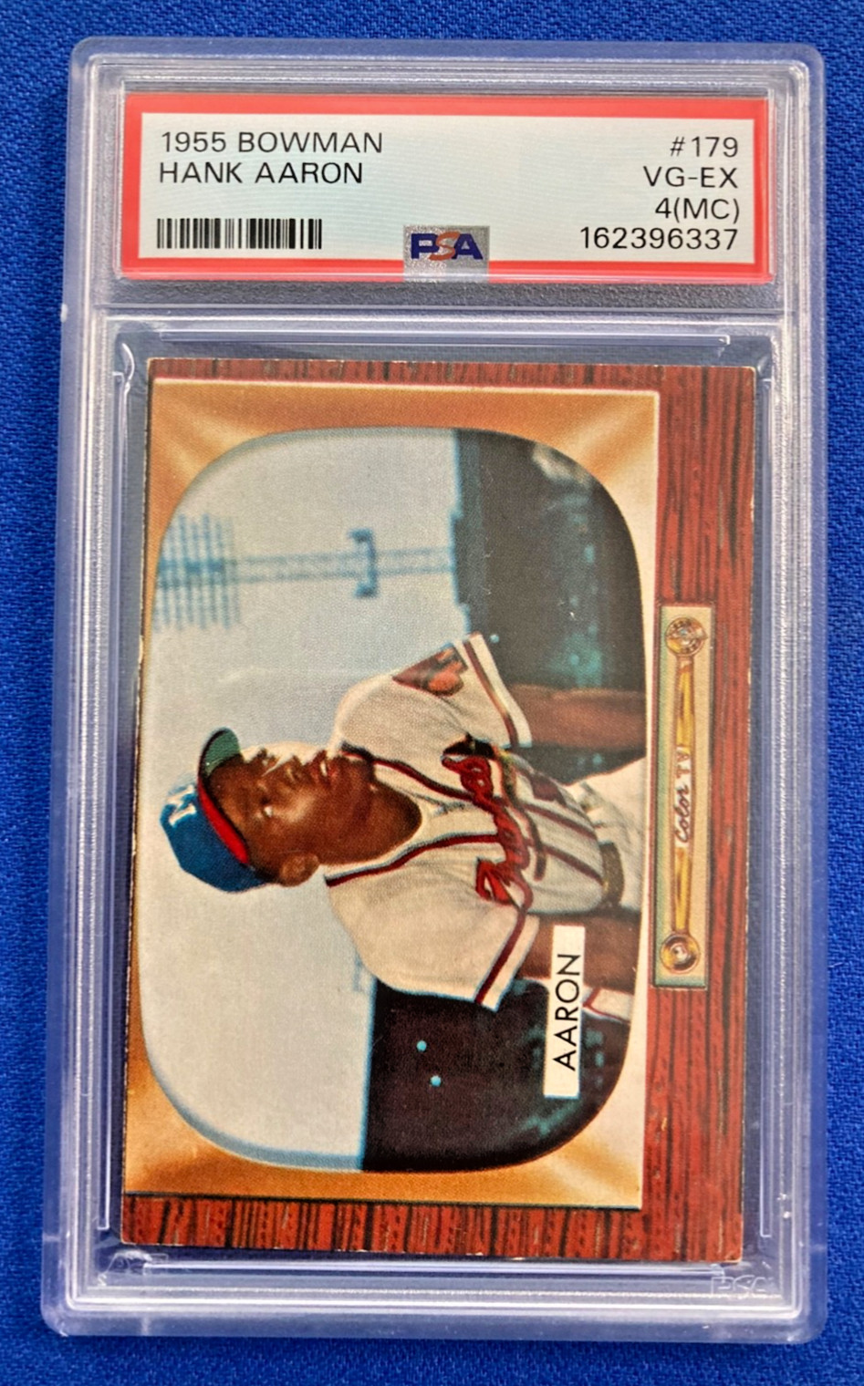 1955 Bowman HANK AARON 179 - Milwaukee Braves - PSA 4 VG-EX view 1