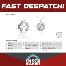 Alternator fits MERCEDES CLC200 CL203 2.1D 08 to 10 OM646.962 Bosch A0131540002