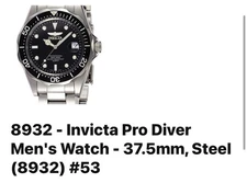 Invicta Pro Diver 8932OB Wristwatch for Men