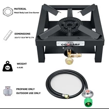 COOKAMP Propane Burner Angle Iron Camp Stove with CSA Listed Regulator and 4f...