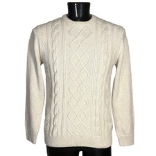 Chaps Cable Knit Sweater Men  s M Cream 100 Cotton EUC