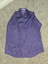 Van Heusen Lux Sateen Men's Dress Shirt Purple Solid Wrinkle Resistant 15 34/35