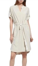 Lysse Dress Womens Size Small Ivory Saffron Drawstring Stretch Jersey Relax Fit