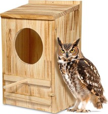 Large Great Horned Owl House, Owl Nesting Box For Outside,Wooden 14''x10''x23''