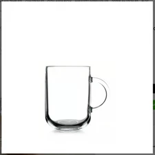 11oz Bistro Coffee Mug Single-Wall Tempered Glass, 6-Pack, Clear