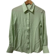 Salvatore Ferragamo long-sleeved silk shirt blouse, size 40, green. Women USED