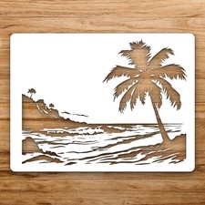 Beach Palm Tree Large Reusable Wall Stencil For Painting DIY Home Decor Template