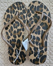 NWT Old Navy Tan Cheetah Leopard Animal Print Flip Flops Sandals Womens Size 8