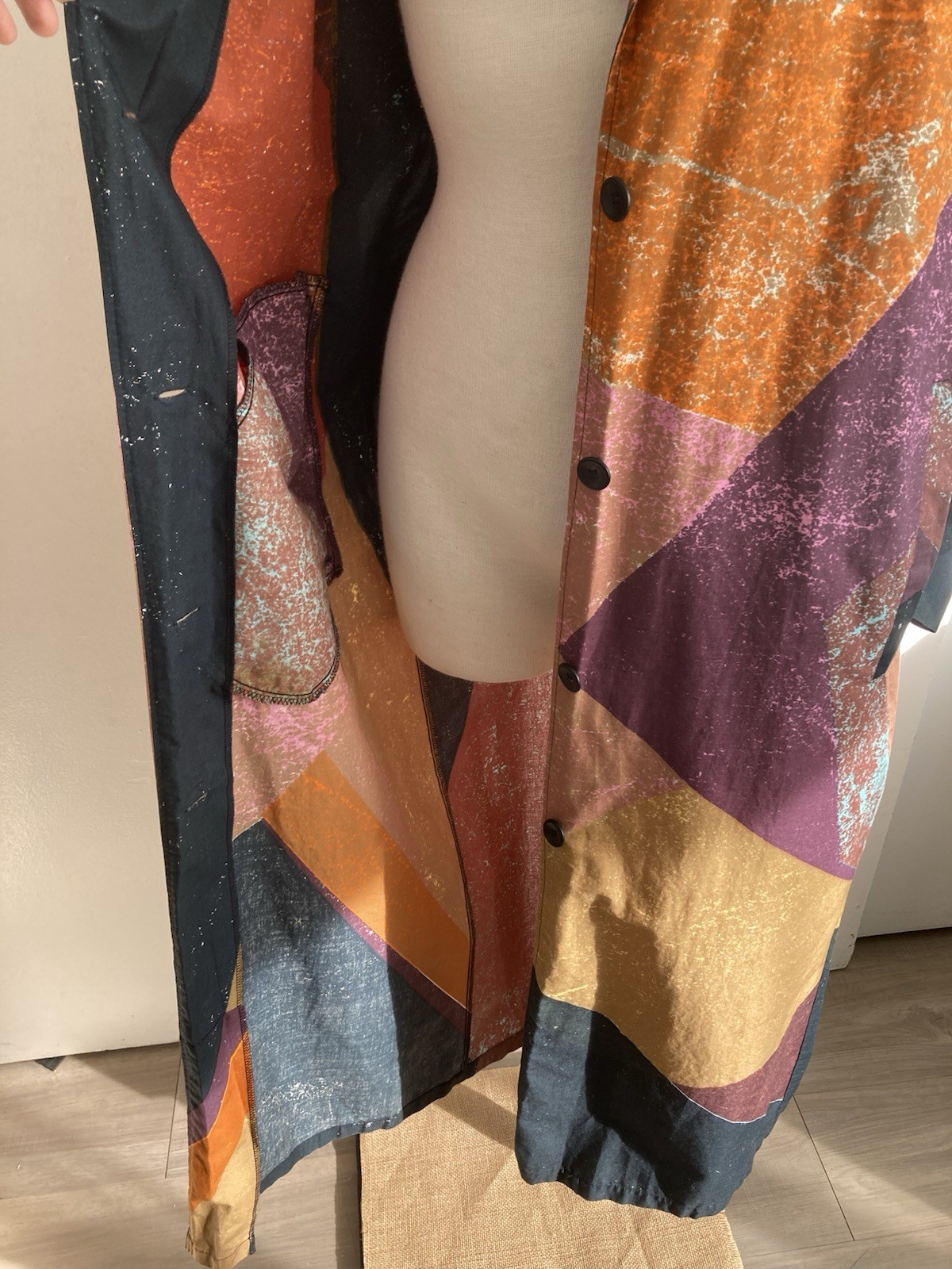 Marimekko Trench Multicolor Patchwork Print 100%C… - image 3