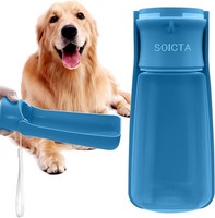 Hunde Trinkflasche 550Ml Faltbar Blau Mit Auslaufschutz FüR Reisen Und Unterwegs