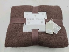 NEW Barefoot Dreams Cozy Chic 45" x 60" Stacked Rib Border Blanket. Sable