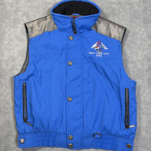 Vintage Salt Lake 2002 Olympics Jacket Mens Large Blue Marker Ski Vest