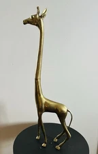 Vintage Mid-Century Large Ornate Solid Brass Giraffe Statue- 19” Tall -Korea
