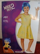 DISNEY JOY INSIDE OUT DELUXE HALLOWEEN COSTUME - CHILDS M 8-10 - NEW CARTOON