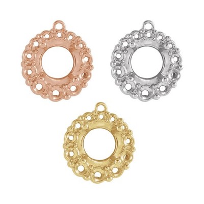 14K 18K Gold, Platinum & Silver 5mm Round Graduated Halo-Style Dangle