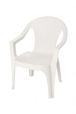 Sedia Bassa in Plastica per Bambini Effetto Rattan – Colore Bianco – Resistente