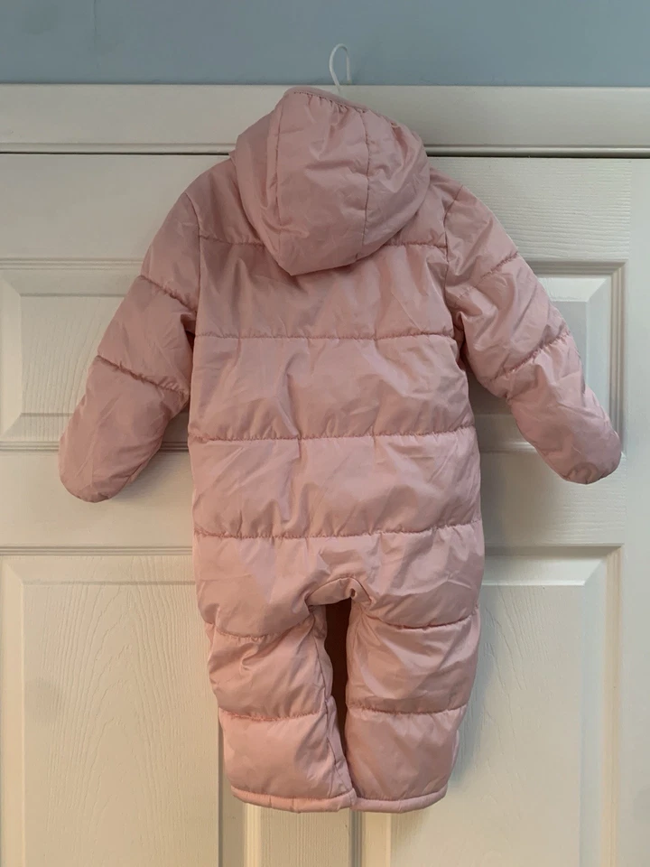 Antiguo traje de nieve acolchado con capucha azul marino niño pequeño 12-18 M una pieza invierno Bunting jugar esquí Foto 4 de 4