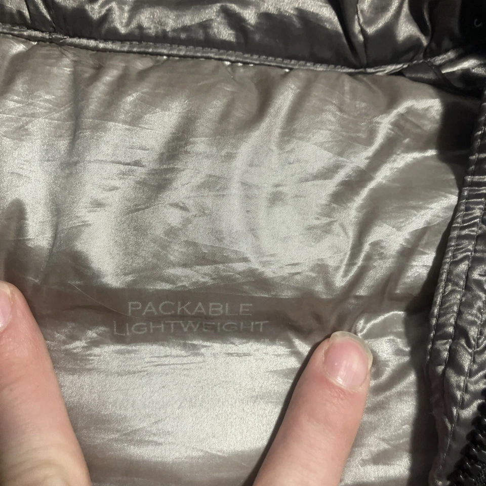 Chaqueta acolchada Andrew Marc Premium acolchada gris con capucha cremallera completa S Foto 4 de 4