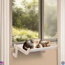 Sturdy Cat Window Perch Hammock - Durable Wood & Metal Frame for Windowsills