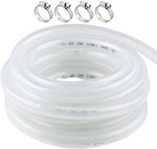 High Pressure Braided Clear Flexible PVC Tubing 3/4" ID x 1" OD - 25 Ft Heavy...