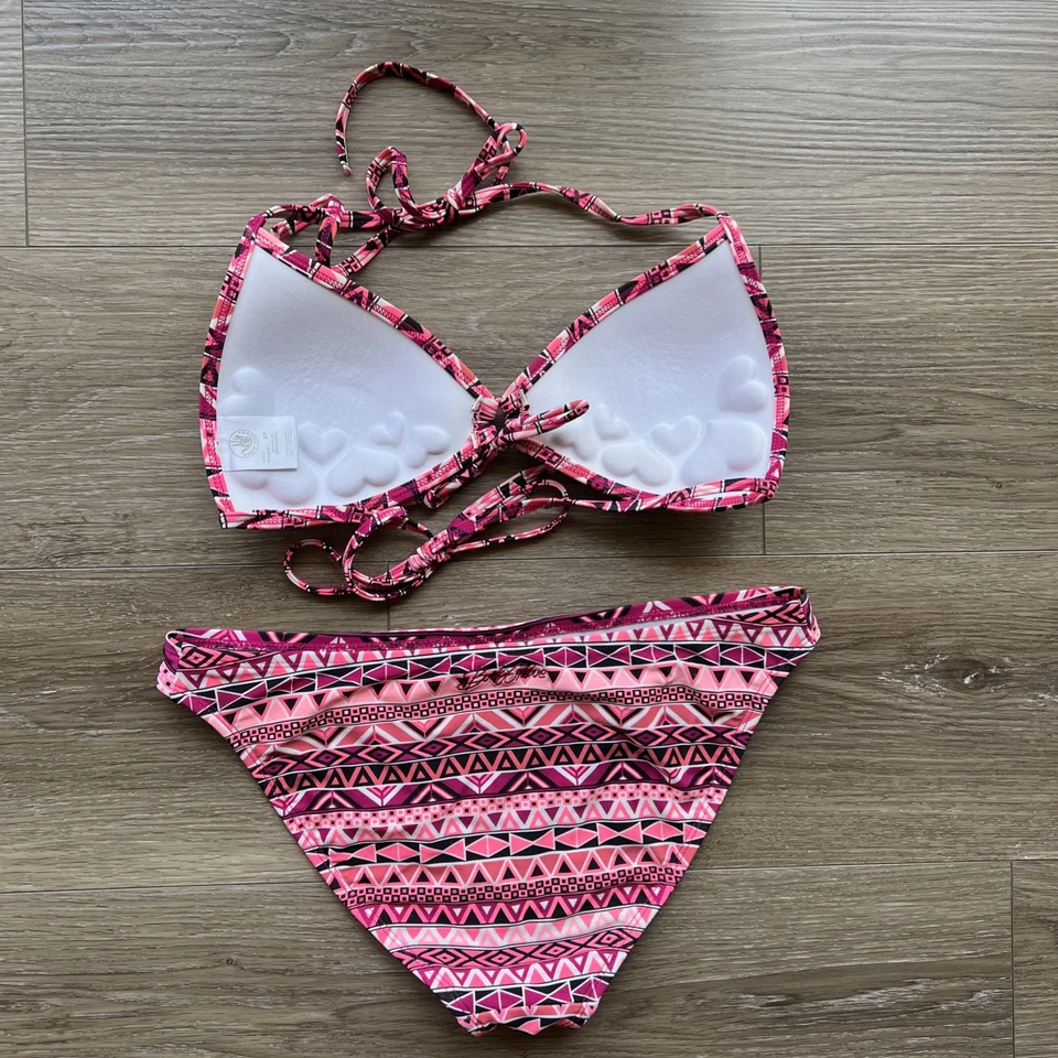 Women’s Body Glove size small bikini Aztec/tribal print black and pink push up - Image 2 of 4