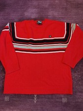 VTG, Southpole, Crew Neck, Sweater, Men's L, Chunky Stripe, Knit, Red