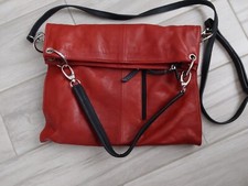 Borse in Pelle Deep Red Leather Foldover Crossbody Handbag.   Size 14x13x1