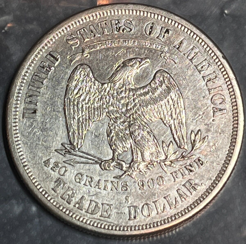 1876 S US TRADE DOLLAR $1 SILVER #805 - Picture 5 of 8