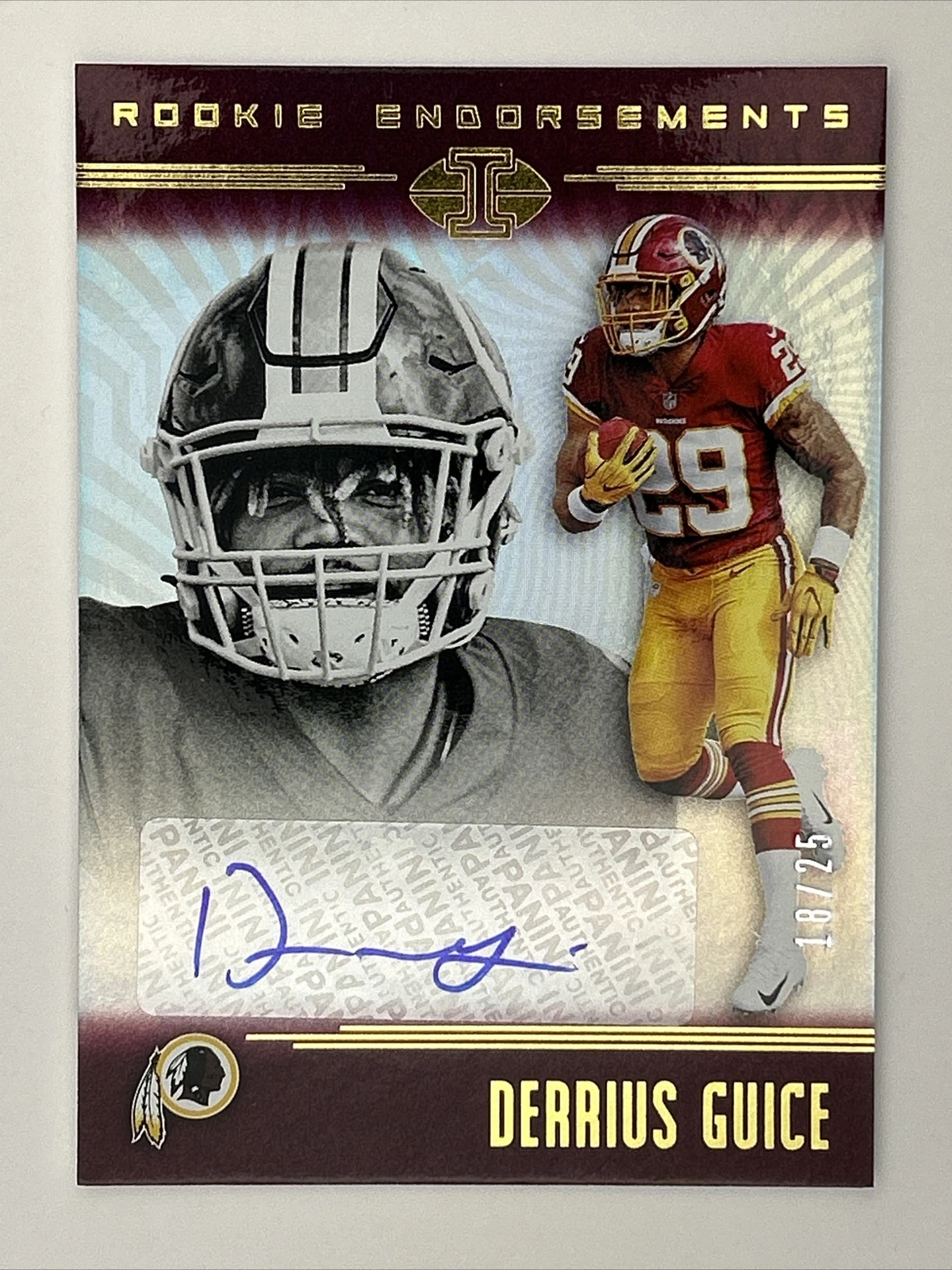Derrius Guice Panini Illusions Rookie Endorsements #REDG Red