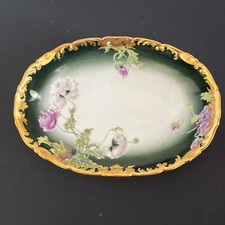 T V Limoges Hand Painted Bowl 6.75"