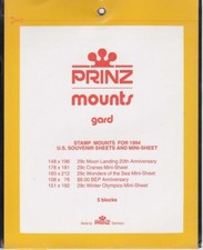 Prinz/Scott Stamp Mounts For US 1994 Souvenir Sheets Clear Back Combo Pack Of 5