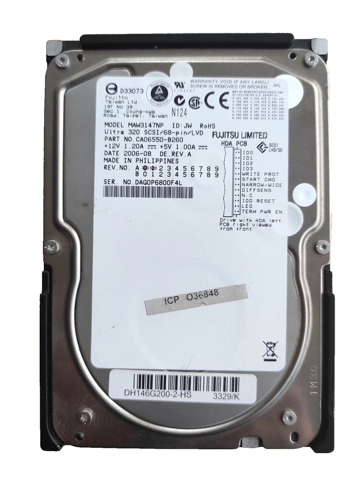 Hard Disk SCSI Ultra 320 LVD 68 pin FUJITSU MAW3147NP  147GB - Immagine 4 di 4