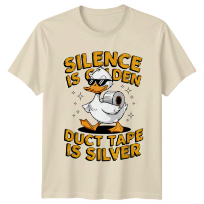 T-Shirt Silence Is Golden Klebeband ist silber lustig Ente Kaffee