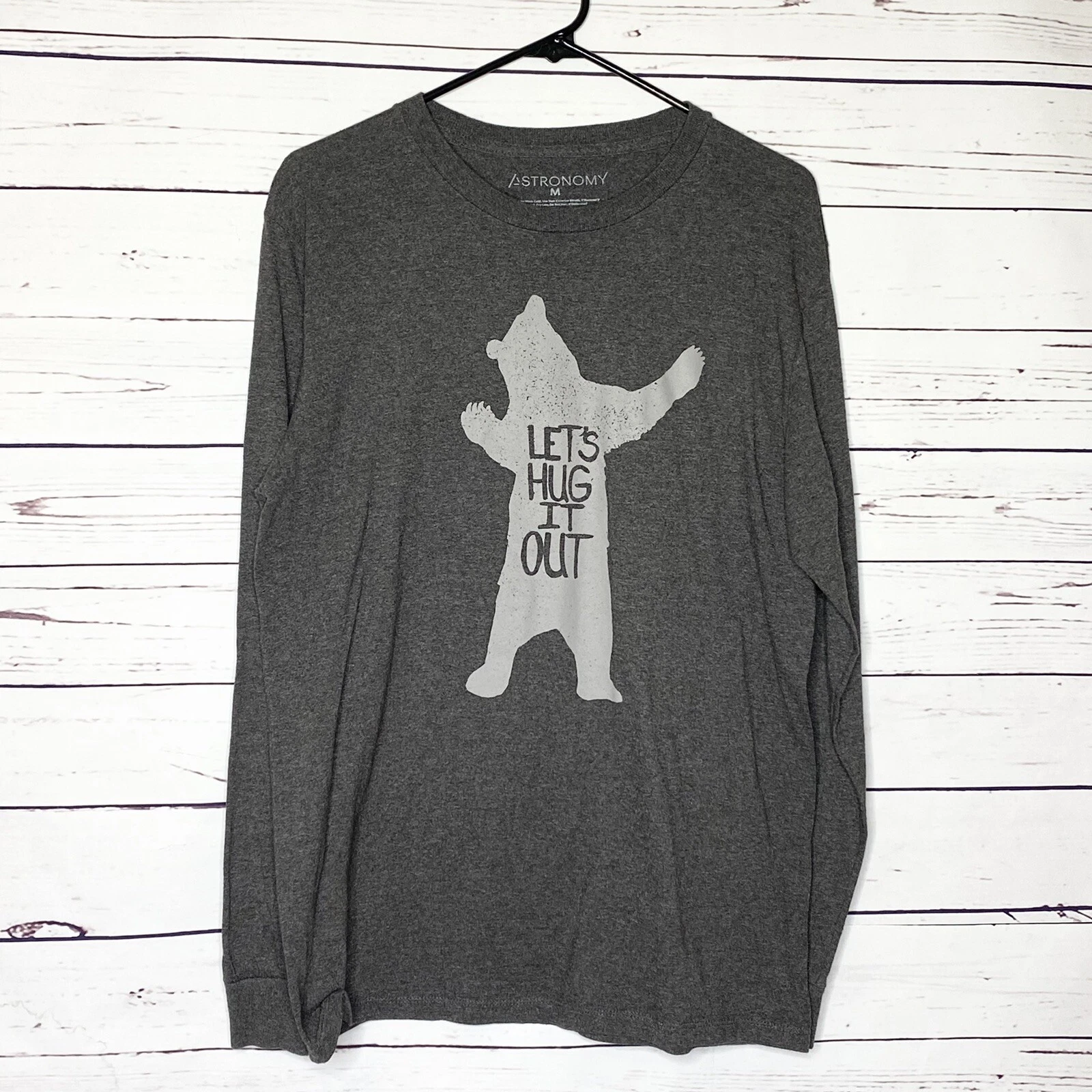 Astronomy "Let's Hug It Out" Men’s Long Sleeve T-Shirt Size Medium
