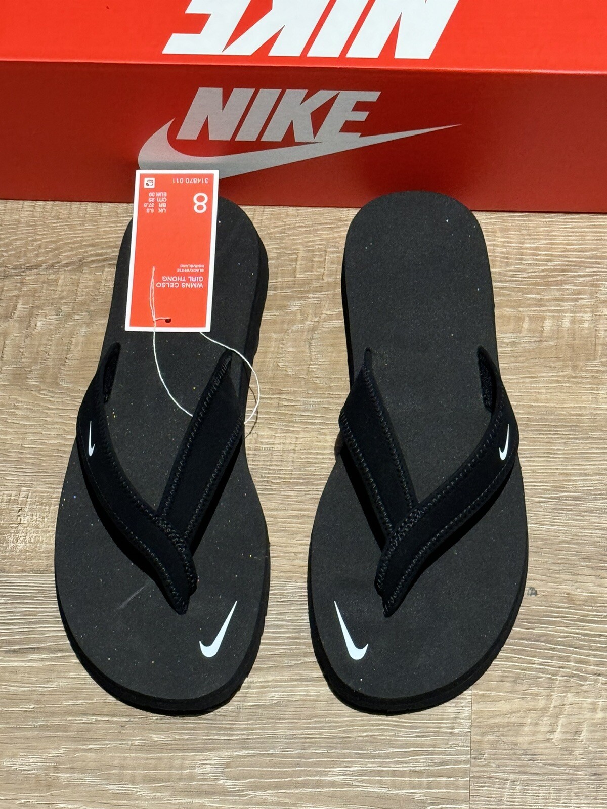 Nike Celso Girl Thong Women's Slides Black Flip Flop Size 8 BRAND NEW