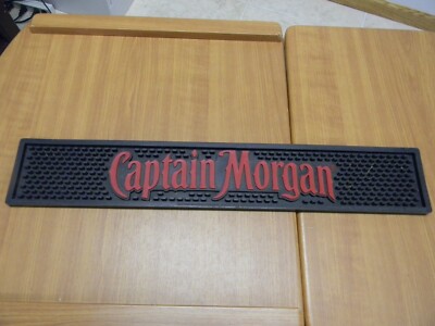 Captain Morgan Original Spiced Rum Blk/Red Bar Gutter Mat - Bar Spill Drip Guard