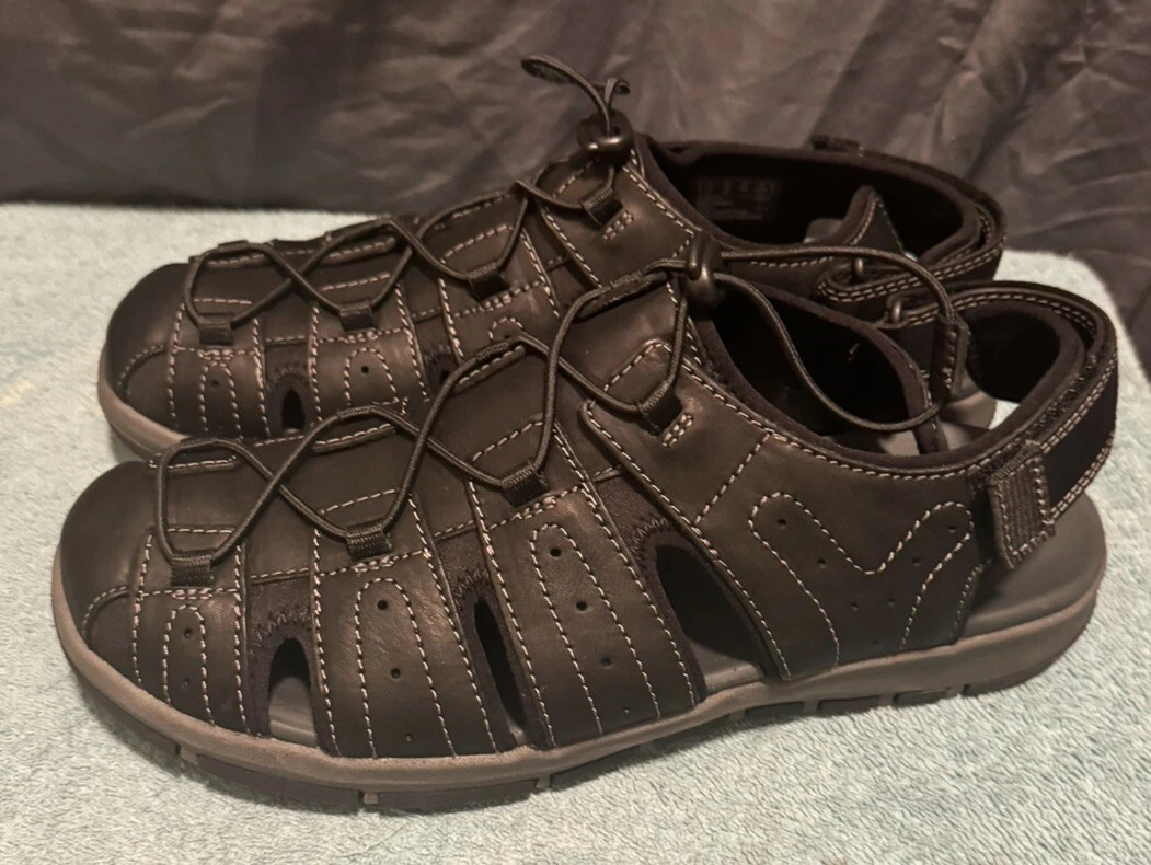 Sandalo estivo Clarks uomo Brixby Cove nero comodo taglia 12W nuovo senza scatola