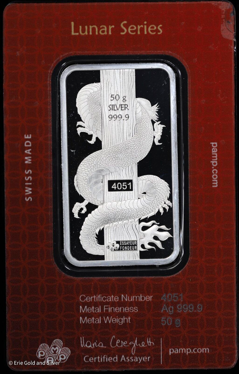 2024 Pamp Suisse Lunar Year of the Dragon w/ Hologram 50g